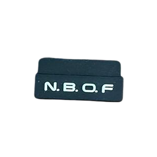 N.B.O.F Silicone Label - Color: Black Base With White Text