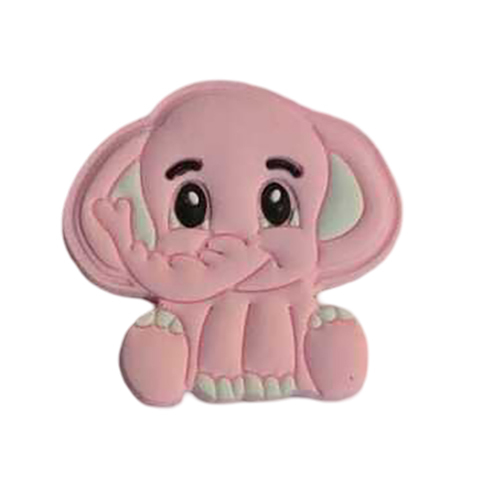 Pink Baby Elephant Silicone Tag - Features: Non-Toxic