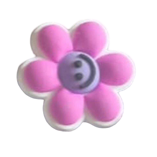 Pink Smiley Flower Silicone Tag - Features: Soft