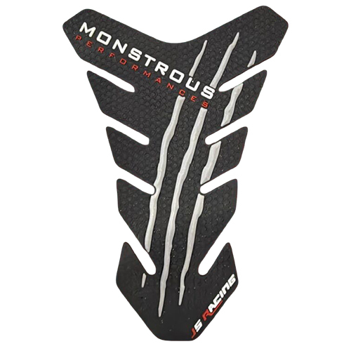 Monstrous Performance Js Racing Motorcycle Tank Pad - Color: Black With White And Red Accents