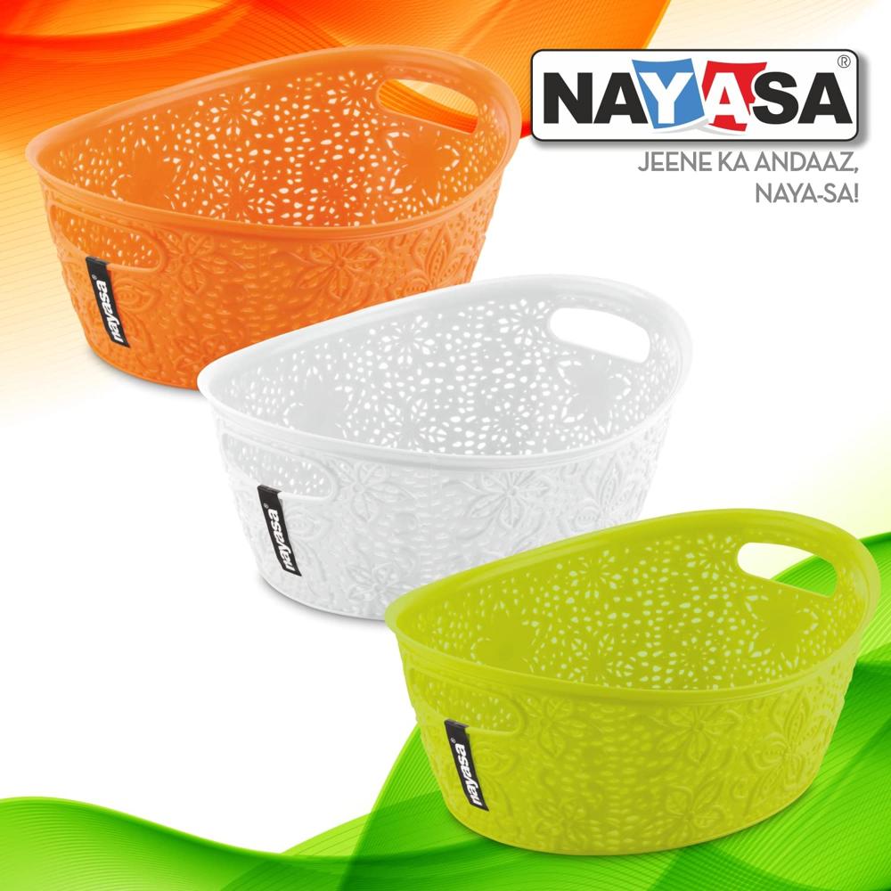 Nayasa Tri Colour Oasis Oval Basket Multi Purpose Storage