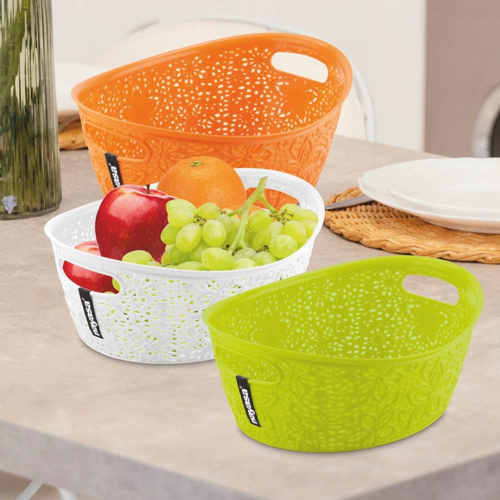 Nayasa Tri Colour Oasis Oval Basket Multi Purpose Storage