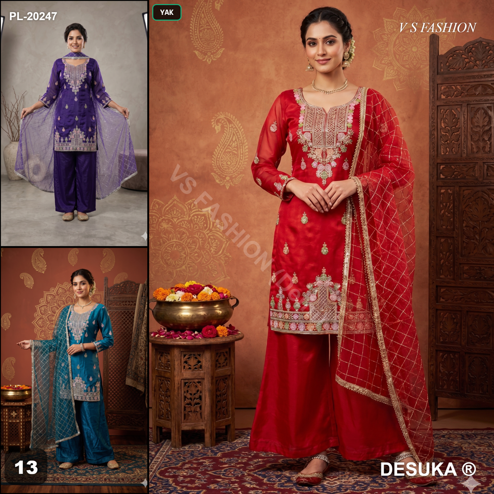 Party Wear Designer Salwar Suit - Color: Red