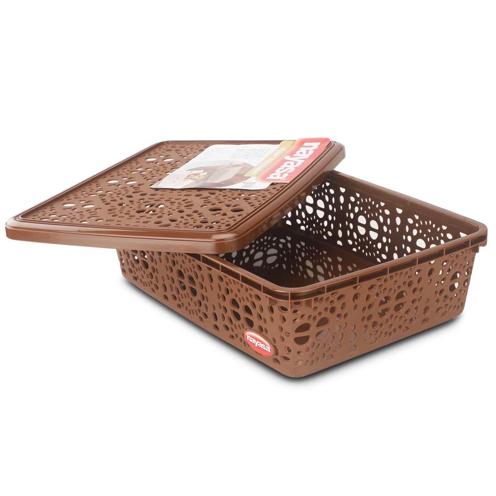 Flower Storage Basket Plastic Basket With Lid