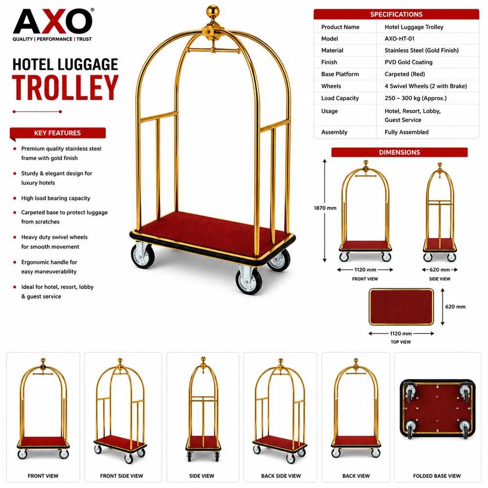 Hotel Luggage Maharaja Trolley - Color: Silver