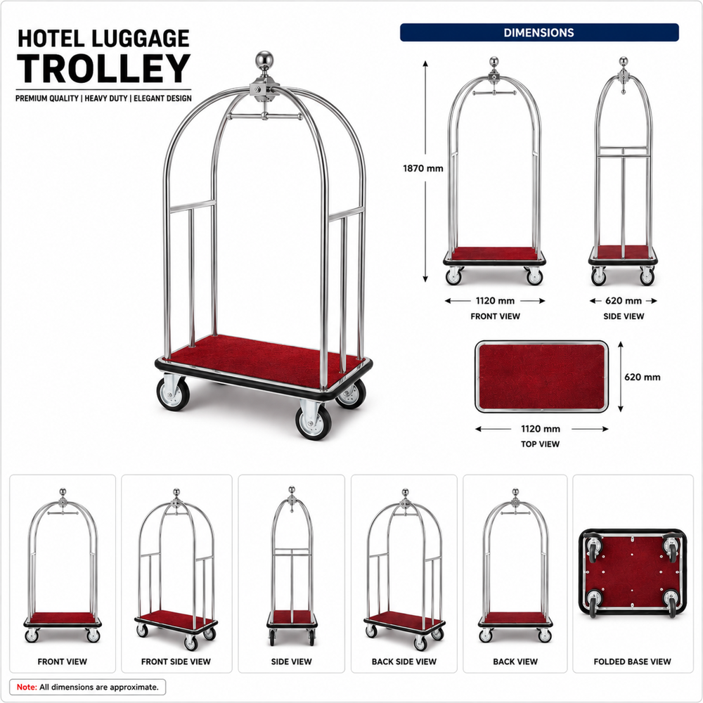 Hotel Luggage Maharaja Trolley - Color: Silver