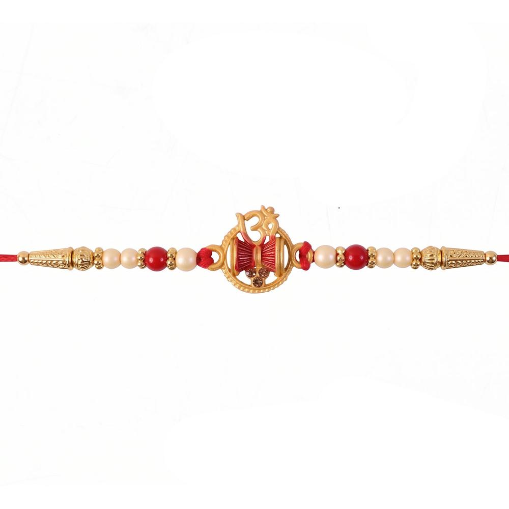 Golden Damru Om Rakhi - Traditional Festive Thread for Brothers