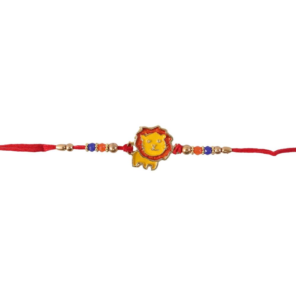 Kids Rakhi - Cute Lion Design with Colorful Beads