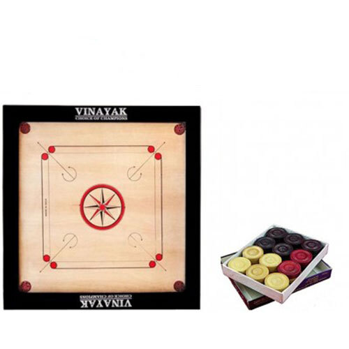 Carrom Board - Hardwood, 32x32 Inches, Scratch-Resistant Finish | Full Coin Set, Reinforced Beading, Portable