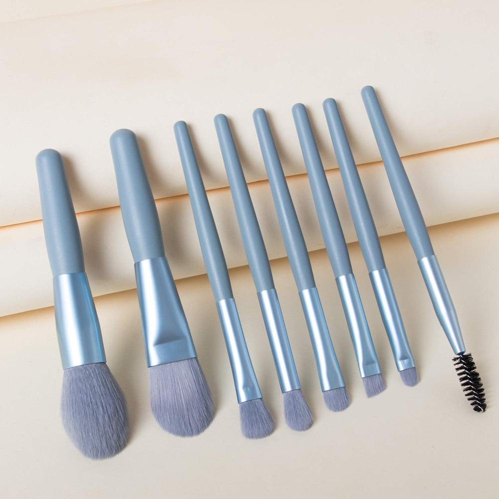 8-Piece Mini Makeup Brush Kit Portable Premium Synthetic Set with Case (Mix Colors)