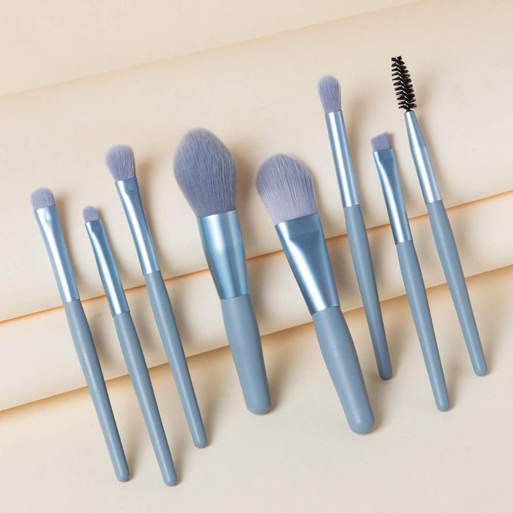 8-Piece Mini Makeup Brush Kit Portable Premium Synthetic Set with Case (Mix Colors)