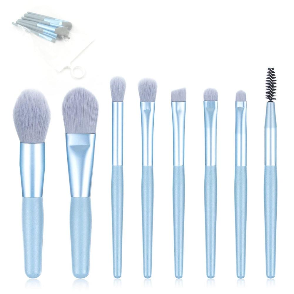 8-Piece Mini Makeup Brush Kit Portable Premium Synthetic Set with Case (Mix Colors)