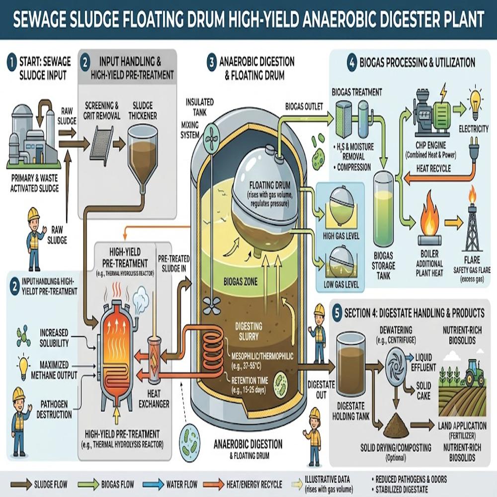 Commercial Grid Injection Animal Manure CSTR (Continuous Stirred Tank Reactor) Automated Feeding Waste-to-Energy Plant