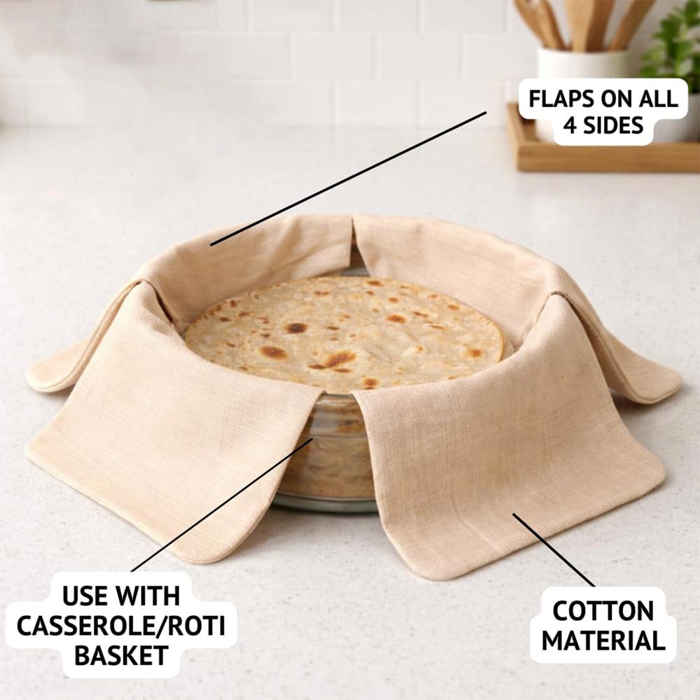 Pure Cotton Roti Mate Cloth, Round roti Cover (51 x 51 Cm, 1 Pc)