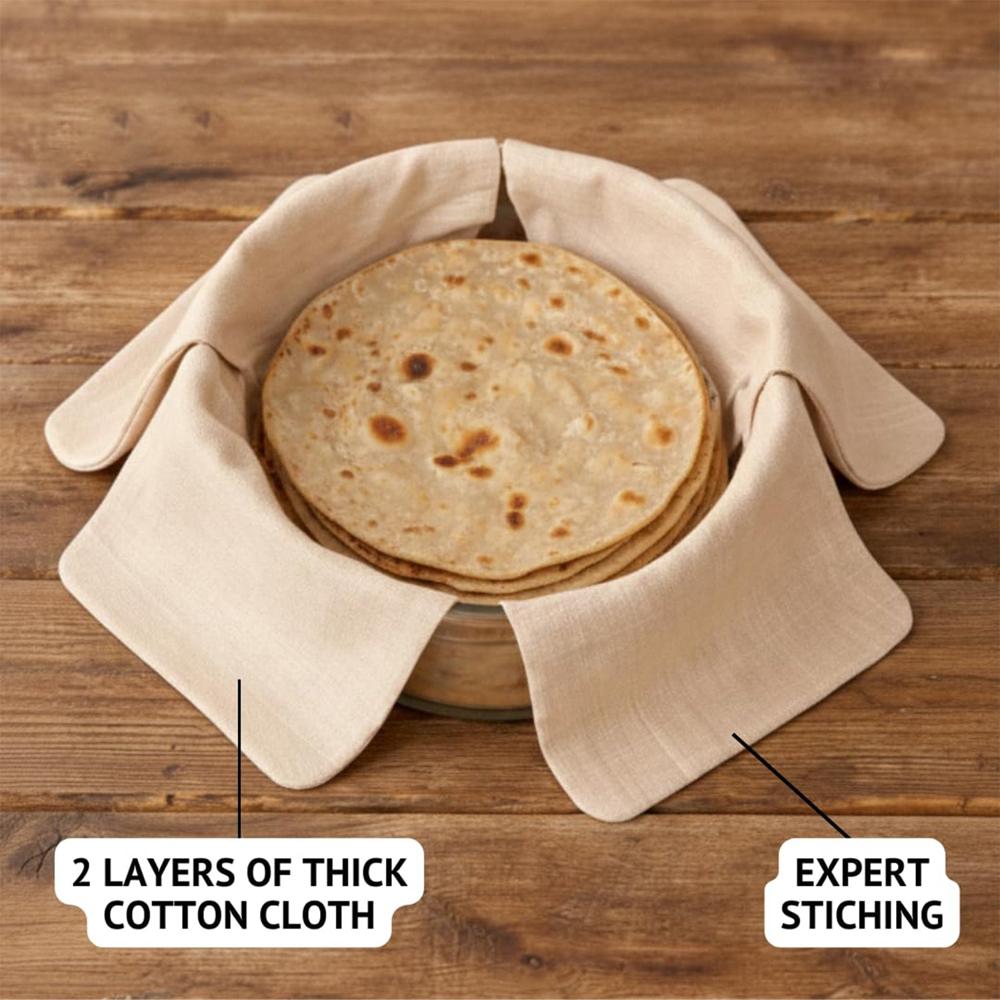 Pure Cotton Roti Mate Cloth, Round roti Cover (51 x 51 Cm, 1 Pc)