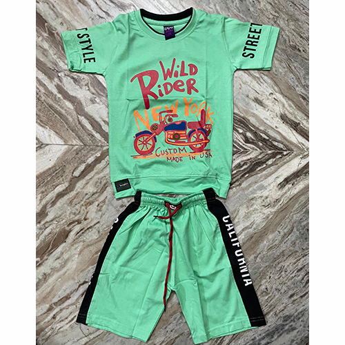 Mint Green Lucky Baby Boys Printed T-Shirt And Shorts Set - - Age Group: Infants & Toddlers (1-3 Years)