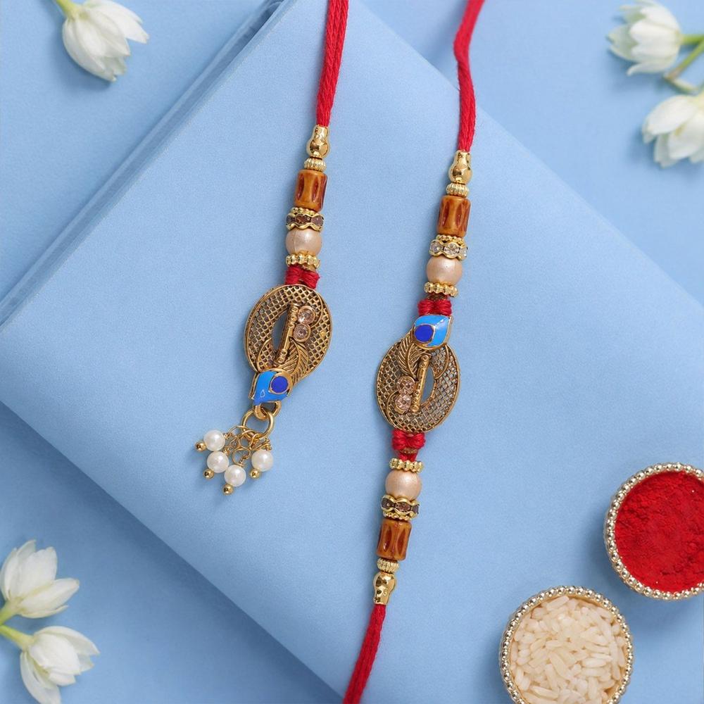 Lumba Rakhi Set Beaded Designer Traditional for Raksha Bandhan