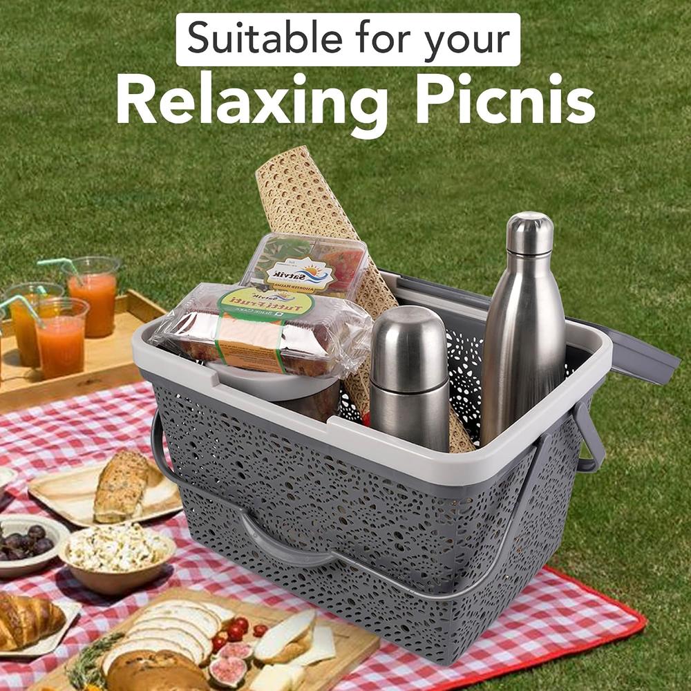 Flower Picnic Basket & Plastic Multipurpose Basket