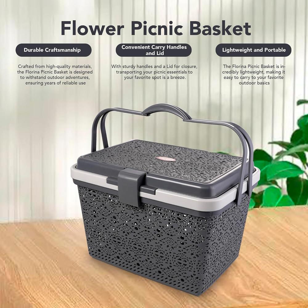 Flower Picnic Basket & Plastic Multipurpose Basket