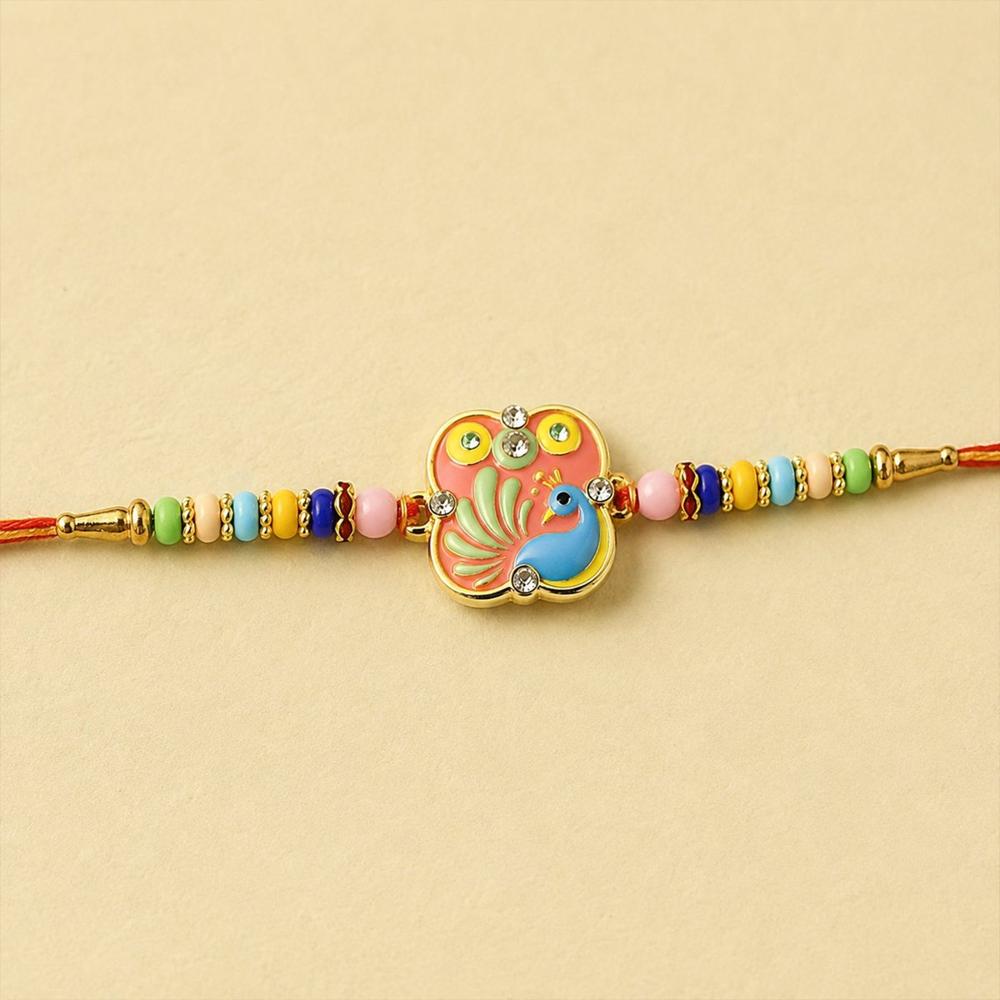 Peacock Rakhi - Exquisite Beaded Design for Traditional Raksha Bandhan