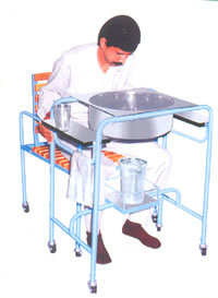 Vaman Peeth - Tubular Steel Chair & Table Set | Epoxy Powder Coated, Durable Structure, Reclining Back, Stainless Steel Bucket & Glass Holders, 5-Liter Measuring Jar, Mobile Design