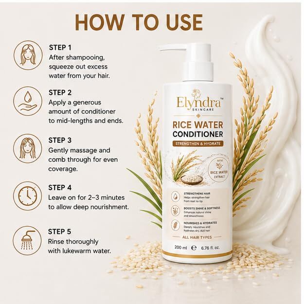 Elyndra Rice Water Hair Conditioner with Rice Water Extract