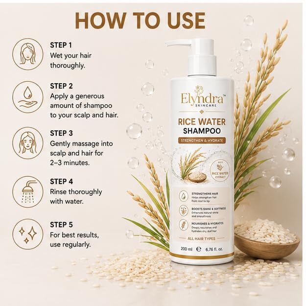 Elyndra Rice Water Shampoo with Rice Water Extract