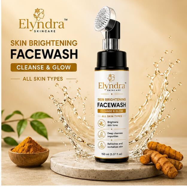 Elyndra Skin Brightening Face Wash with Built-In Soft Brush