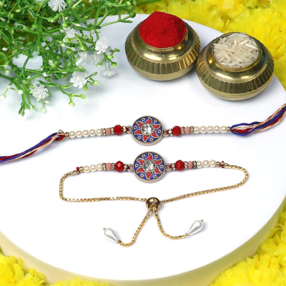 Bhaiya Bhabhi Rakhi Set - Elegant Beaded Gift For Raksha Bandhan - Application: Multipurpose Use