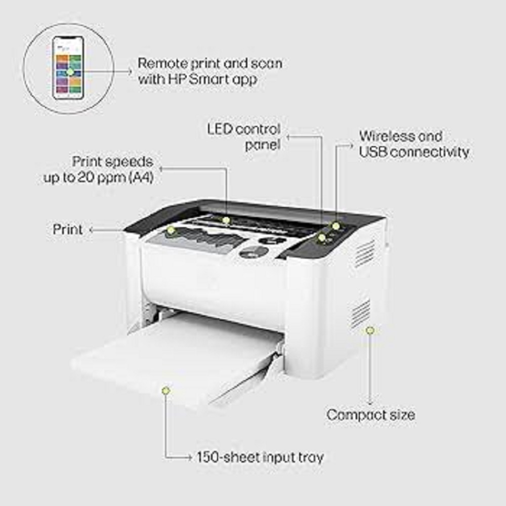 HP Laser 1008w Wireless Monochrome Laser Printer