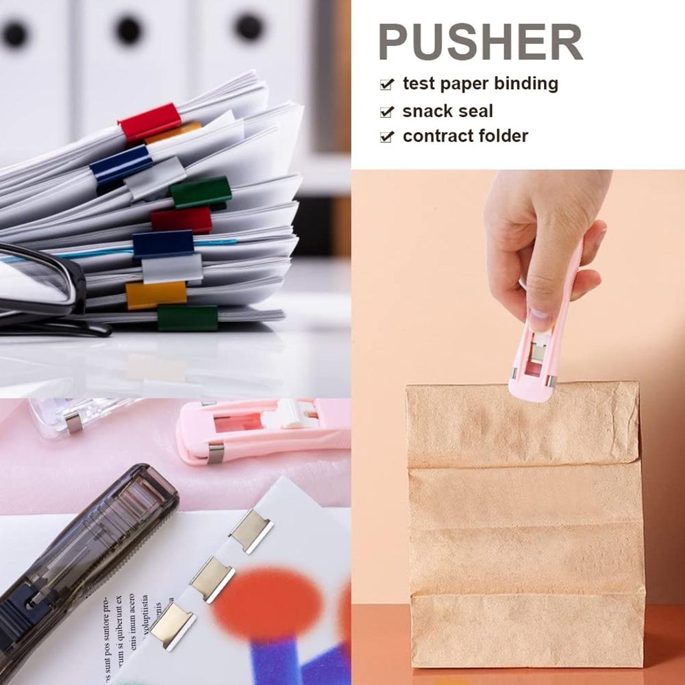 Portable Paper Clamp With 8 Pcs Clip Dispenser Handheld Paper Fast Clam (1 Set) - Color: Office Products