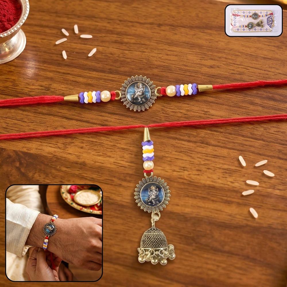 Oxidised Bhabhi Rakhi - Traditional Beaded Gift for Sister-in-Law