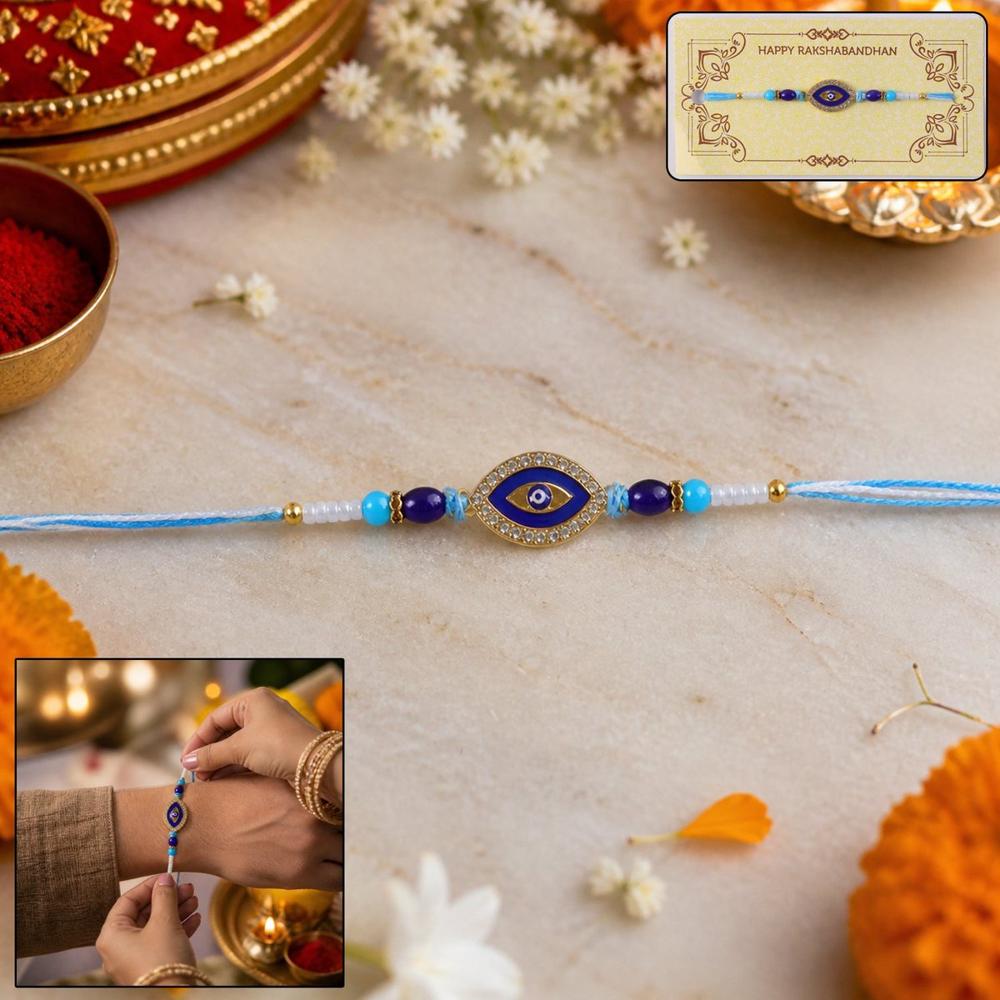 Evil Eye Beaded Rakhi - Stylish traditional sibling gift