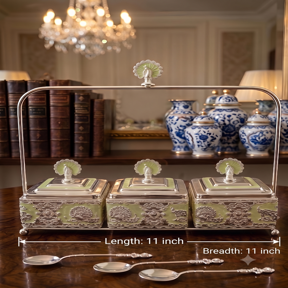 24 Pcs Ctn German Silver Plated Dry Fruits Pot Handle
