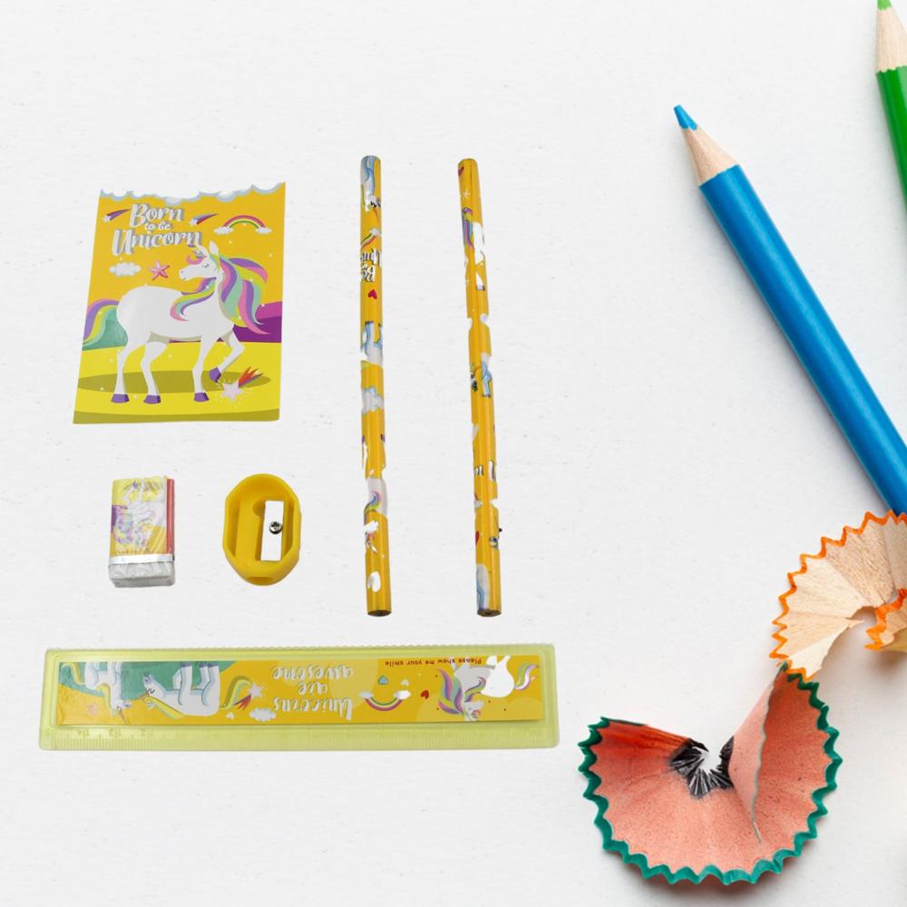 Stationery Set for School & Office with Pencil & Ruler (Gift, 6 Pc)