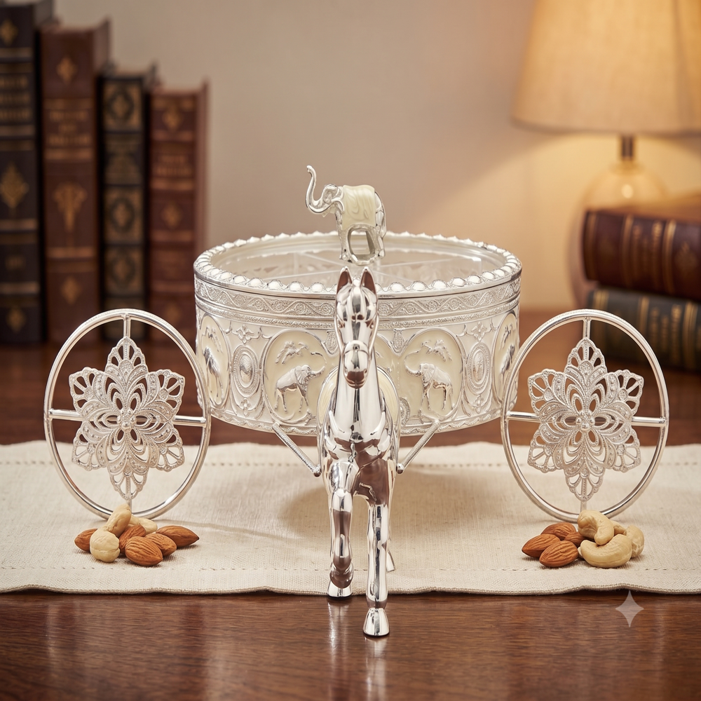 24 pcs ctn German silver Plated Dryfruits Charriot