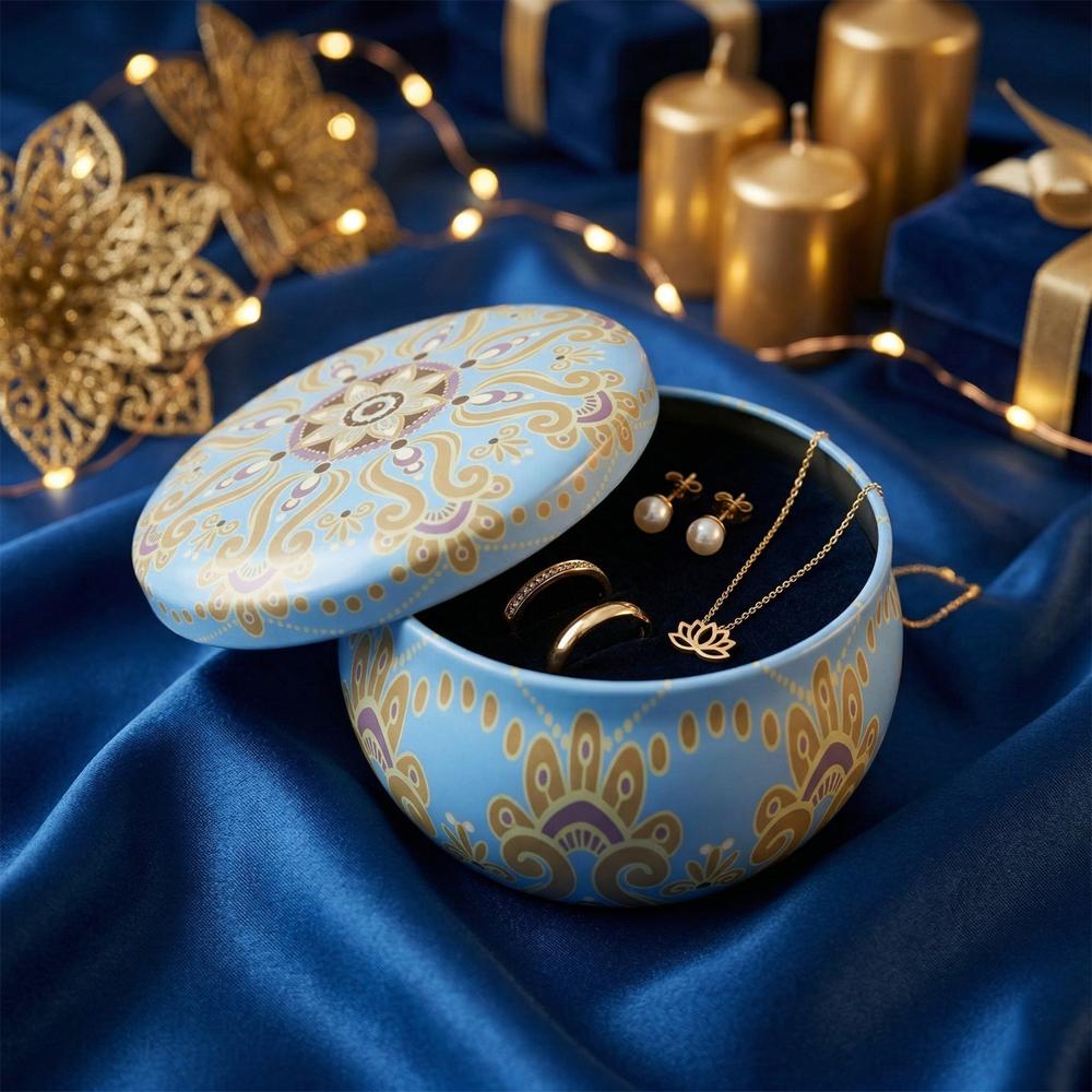 Premium Decorative Mandala Printed Metal Candle Container (1 Pc) - Application: As Per Product Requirement