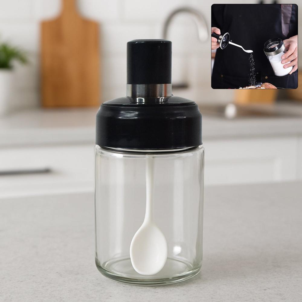 Transparent Glass Storage Jar With Built-in Spoon Approx 250ml - Application: As Per Product Requirement