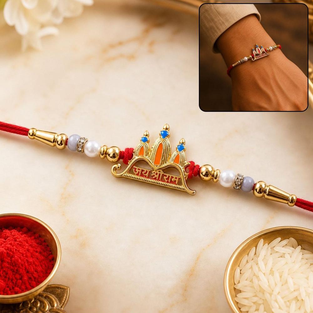 Ram Mandir Multicolor Enamel Rakhi - Elegant Festival Gift For Brother - Application: Multipurpose Use