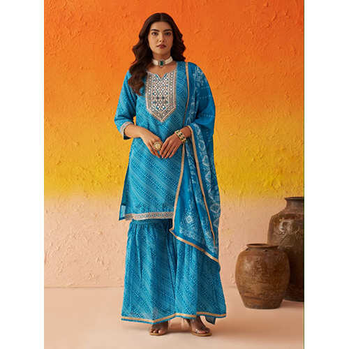 Pure Chinnon Real Mirror Embroidery Suit