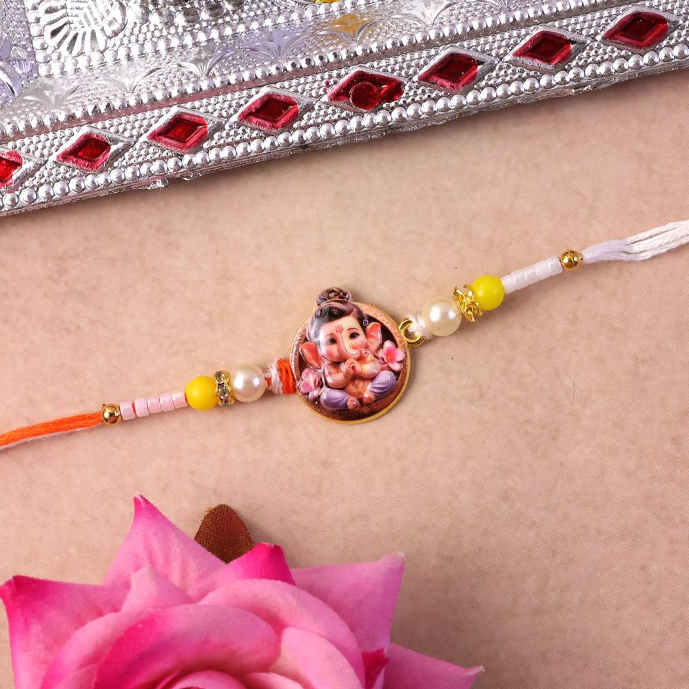 Ganesh Ji Premium Beaded Rakhi - Symbol of Blessings & Prosperity