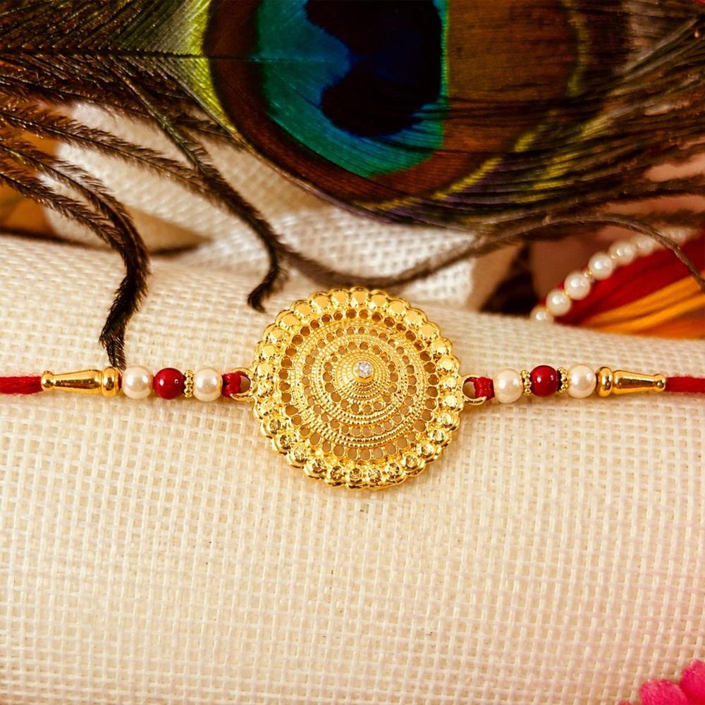 Rakshabandhan Rakhi - Elegant Gold & Pearl Design for Brothers