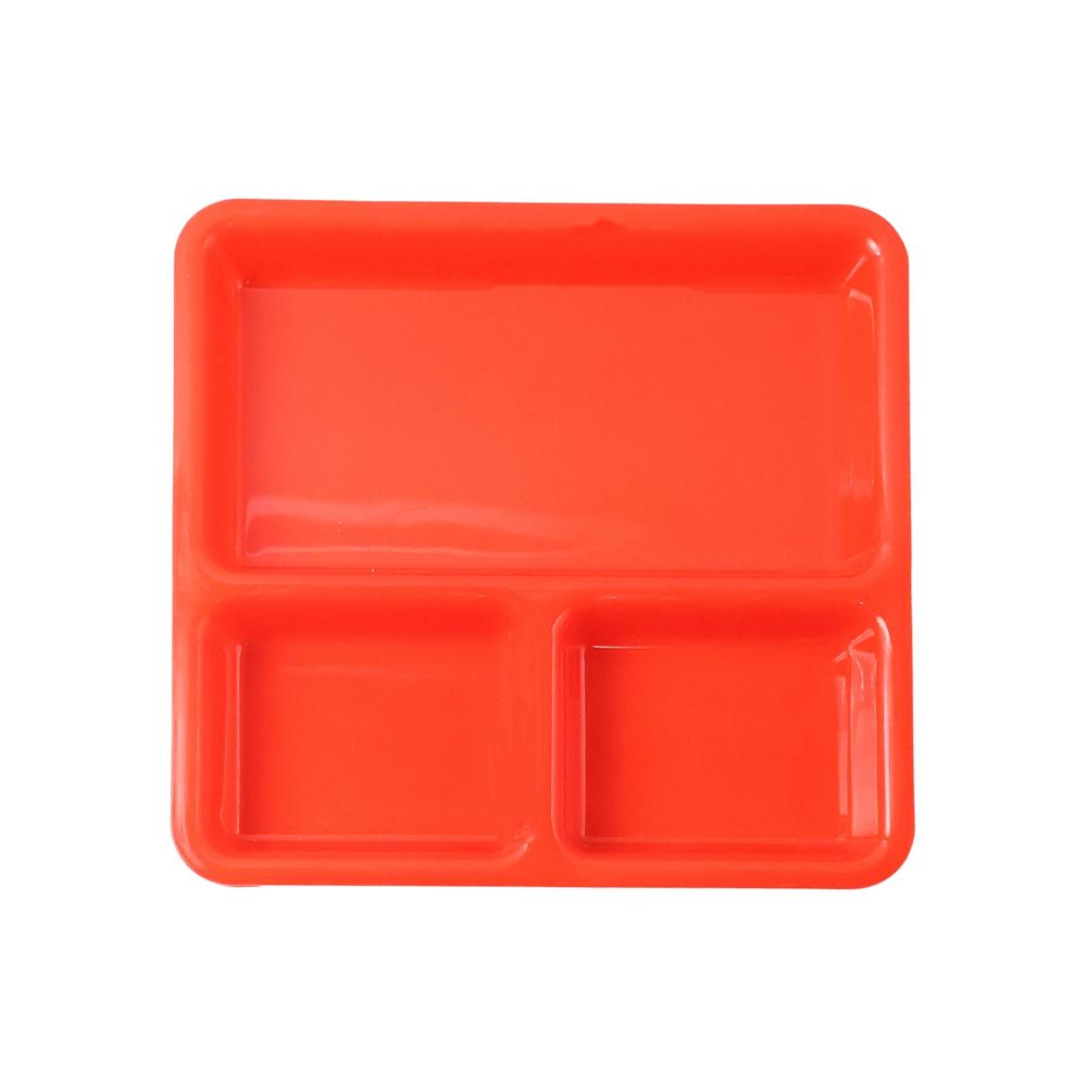 Plastic 3-compartment Rectangular Meal Serving Tray / Plates (1 Pc) - Application: As Per Product Requirement