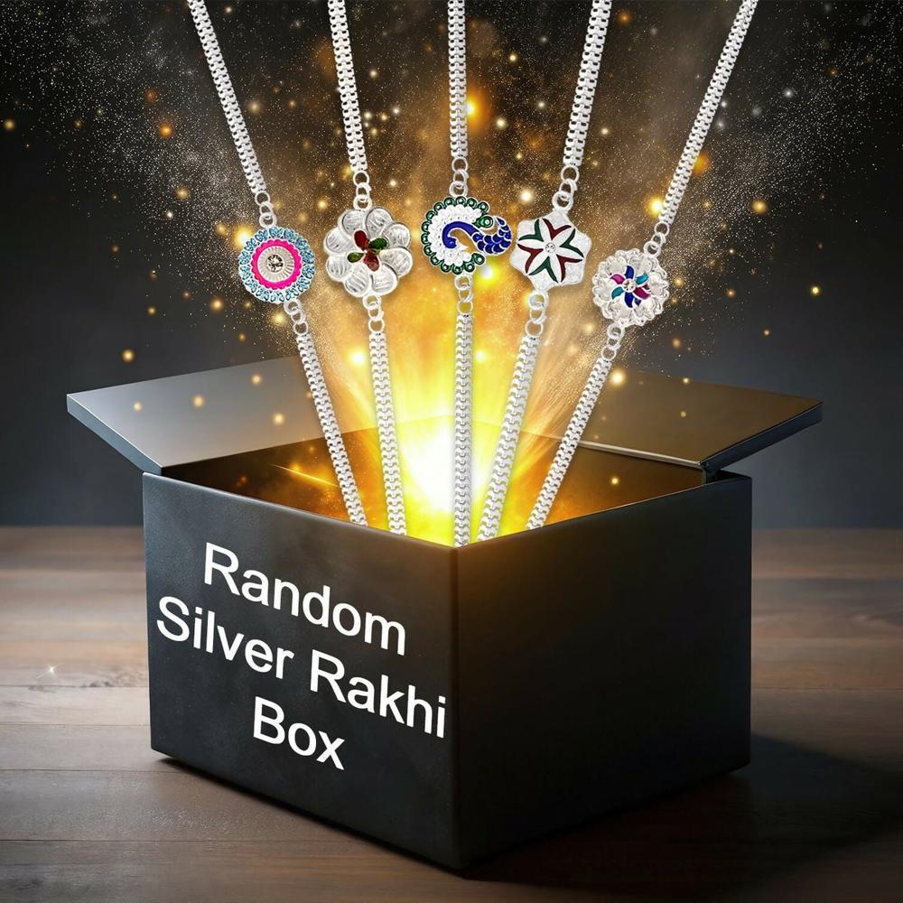 Silver Rakhi for Brother - Elegant Random Design Surprise
