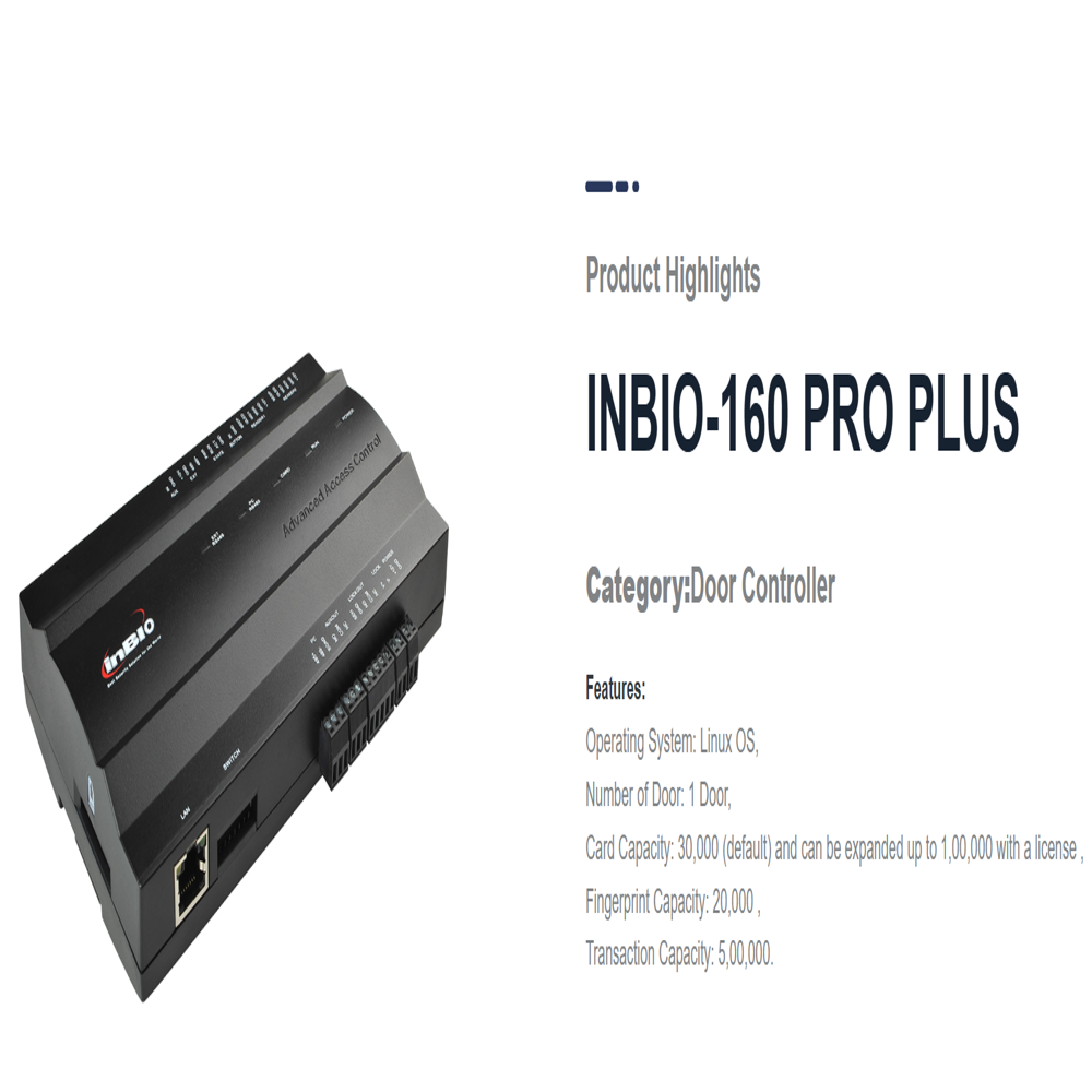 Inbio-160 Pro Plus - Data Capacity: Card Capacity: 30
