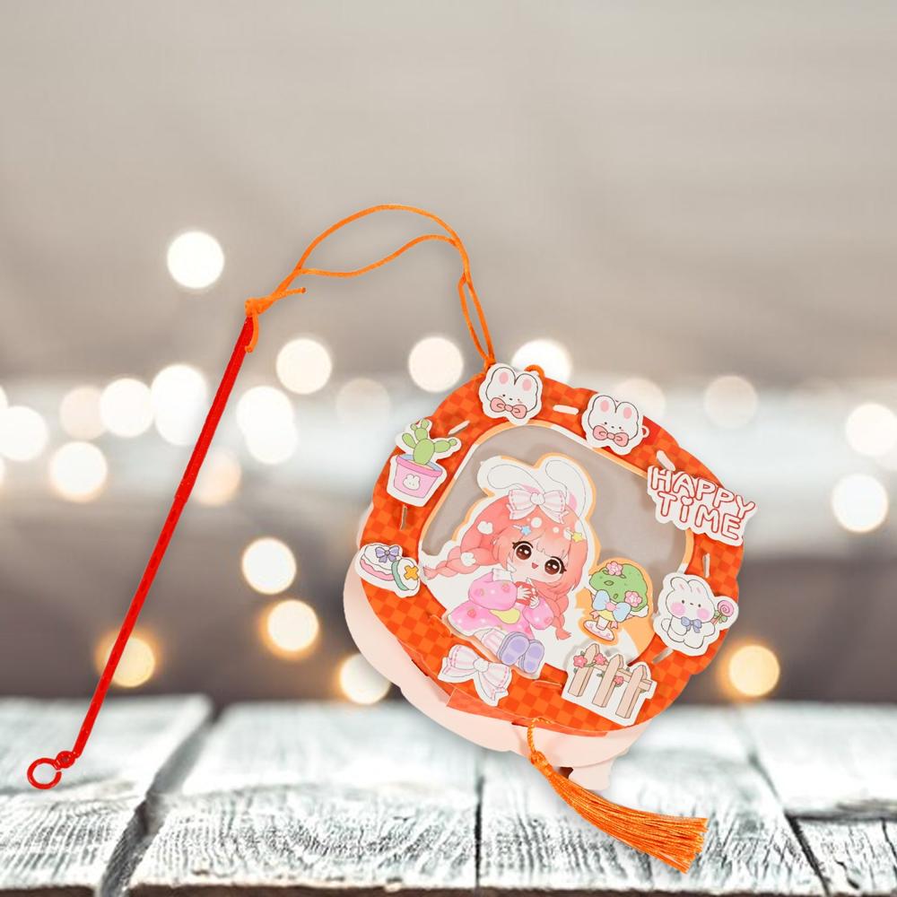 Diy Handmade Cartoon Paper Lanterns Antique Hollow-out Led Projection Festival - Craft Paper, 20cm, Multi-color, 8-12h Led Light, Customizable