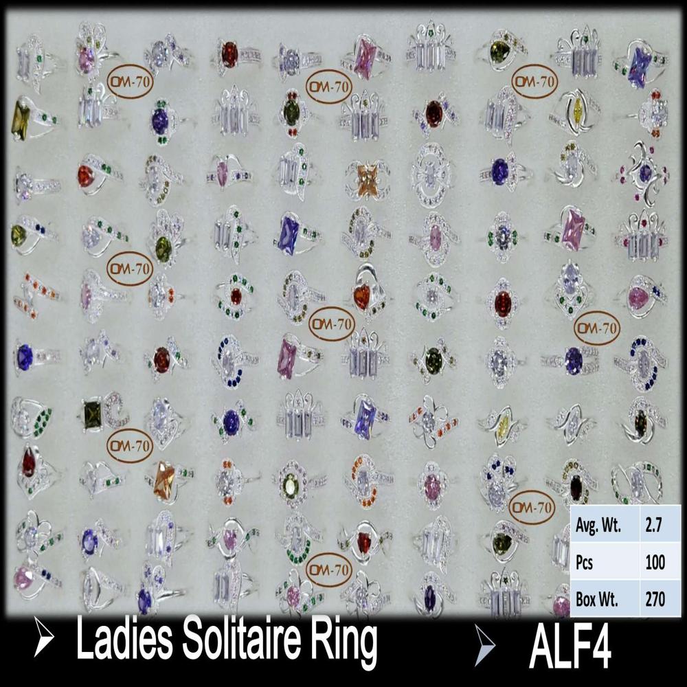 Silver Ledis Solitaire Ring - Color: Multi Stone Color