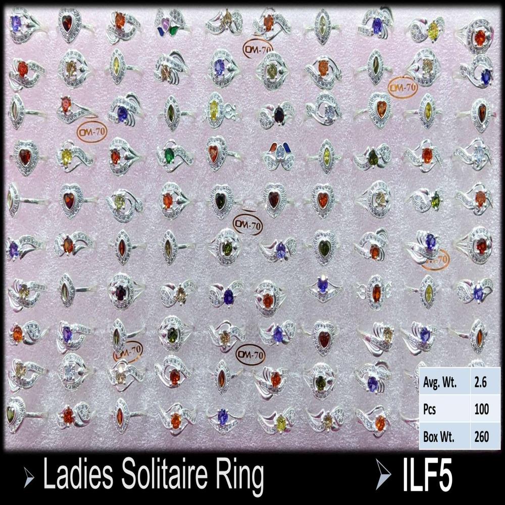 Silver Ledis Solitaire Ring - Color: Multi Stone Color