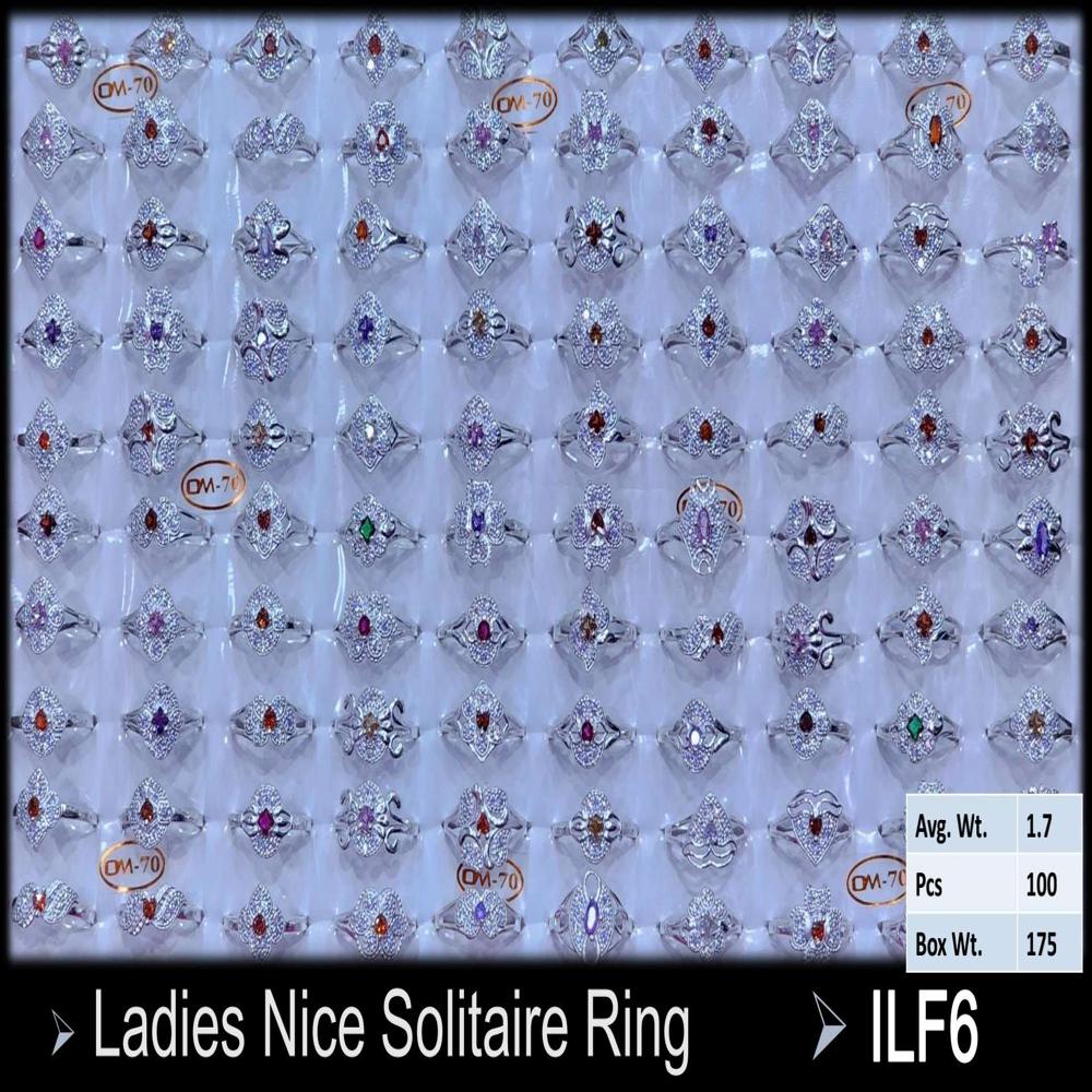 Silver Ledis Solitaire Ring - Color: Multi Stone Color