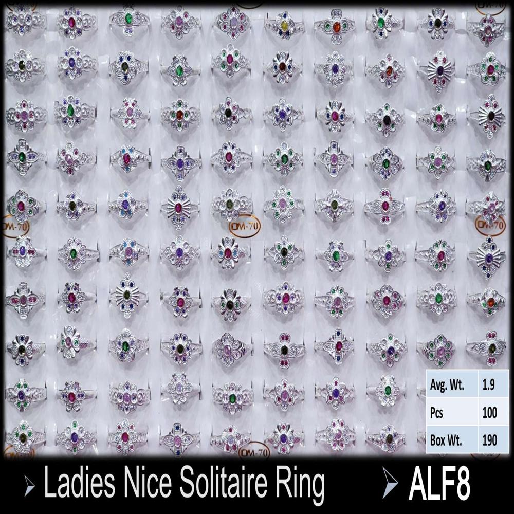 Silver Ledis Solitaire Ring - Color: Multi Stone Color